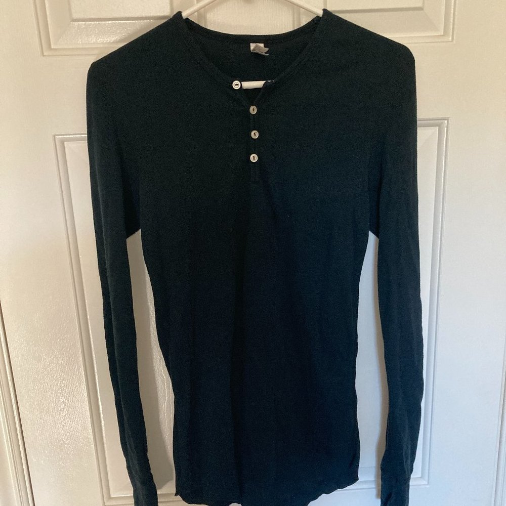 Black American Apparel Thermal Henley
